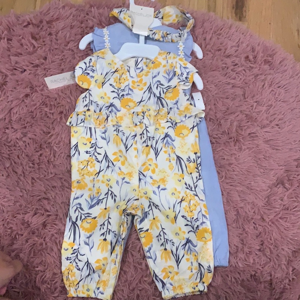 Two pack of cute rompers with matching headband